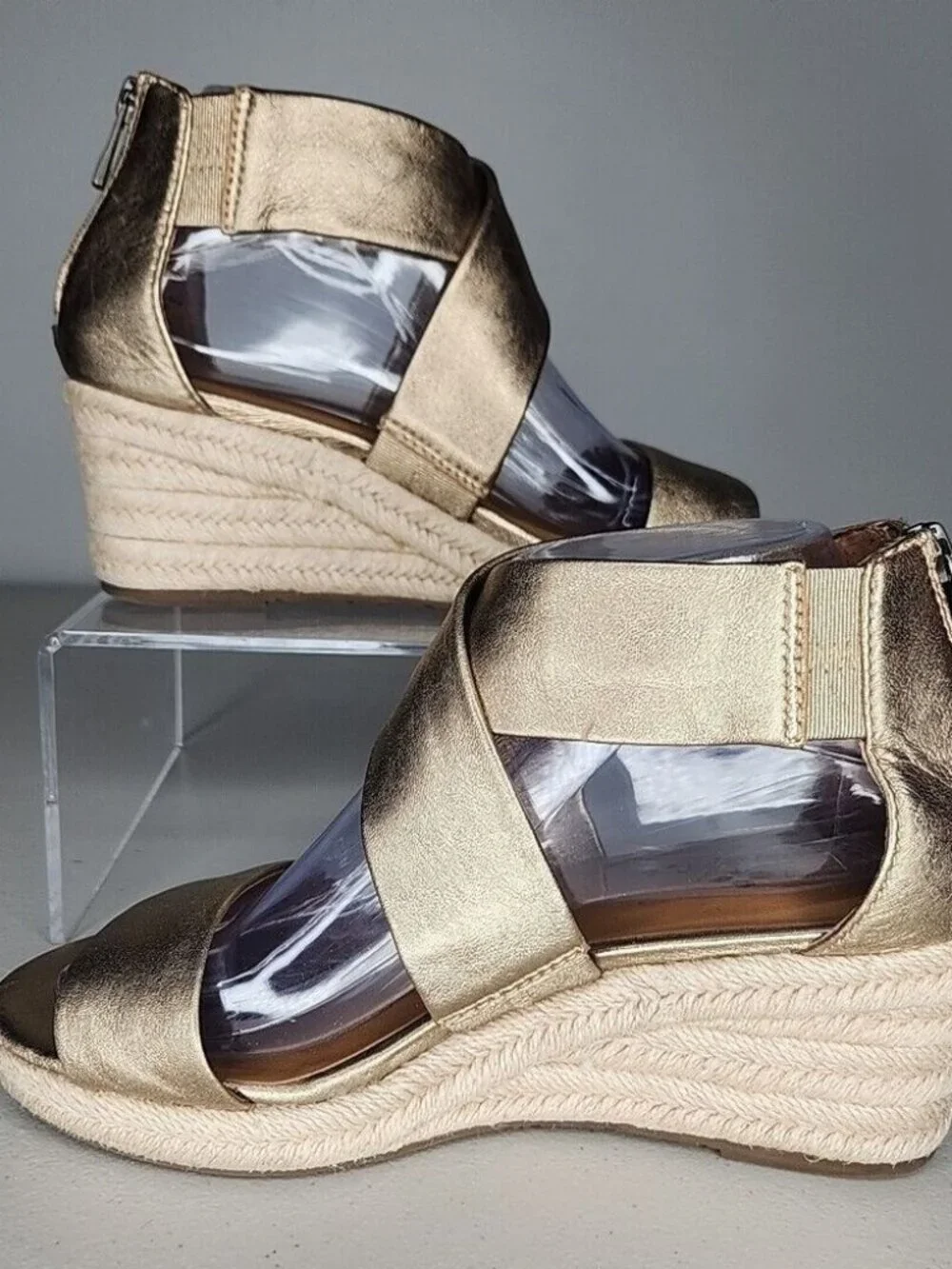 PATRICIA NASH Leather Wedge Espadrille Sandals Antique Gold 8 M US  38 EU - Picture 2 of 8